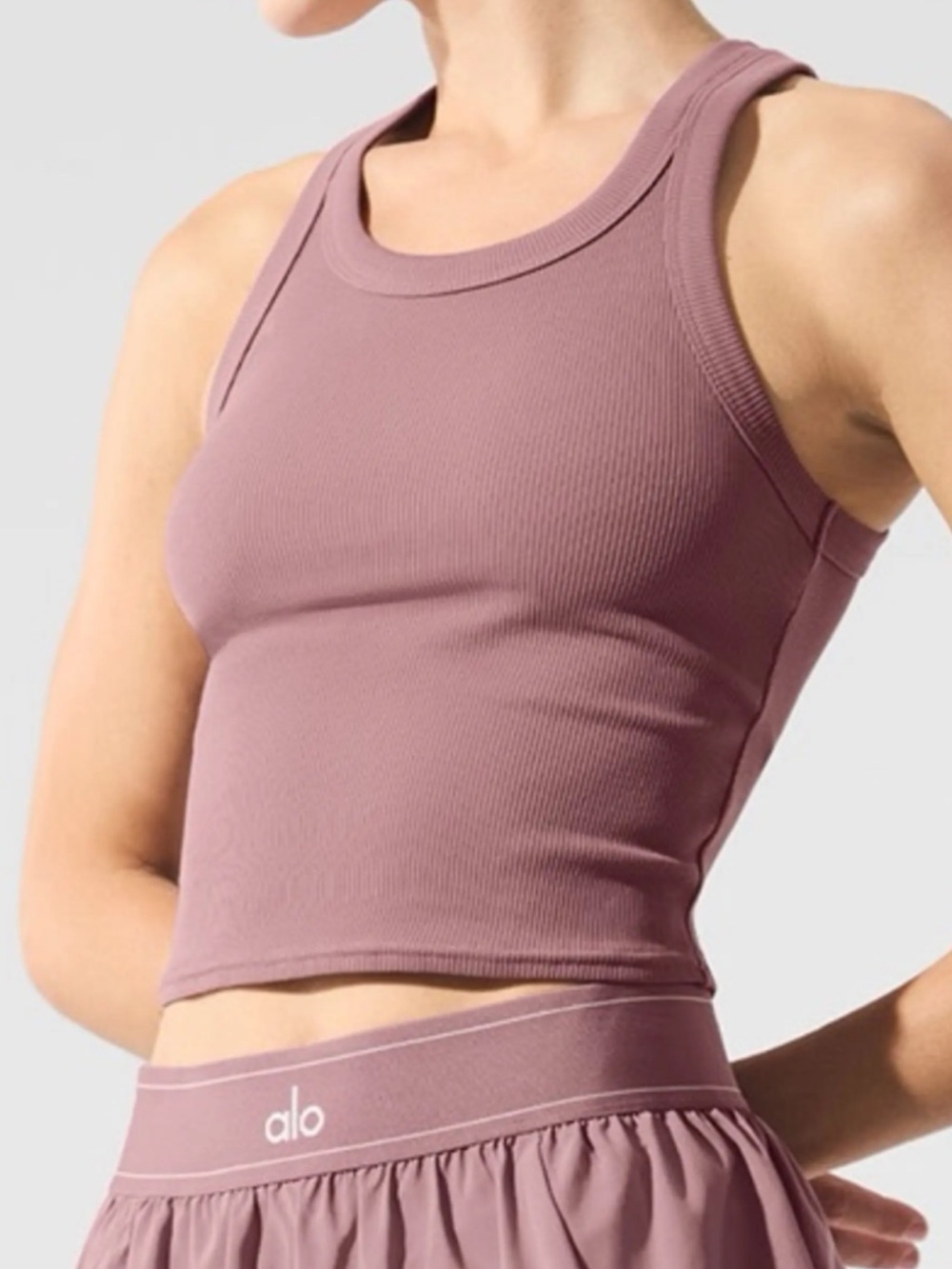 ALO Yoga Ribbed Tank Top in Mauve Taupe